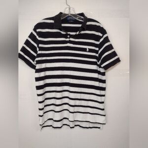 Polo by Ralph Lauren Men's Black and White Striped Polo Shirt